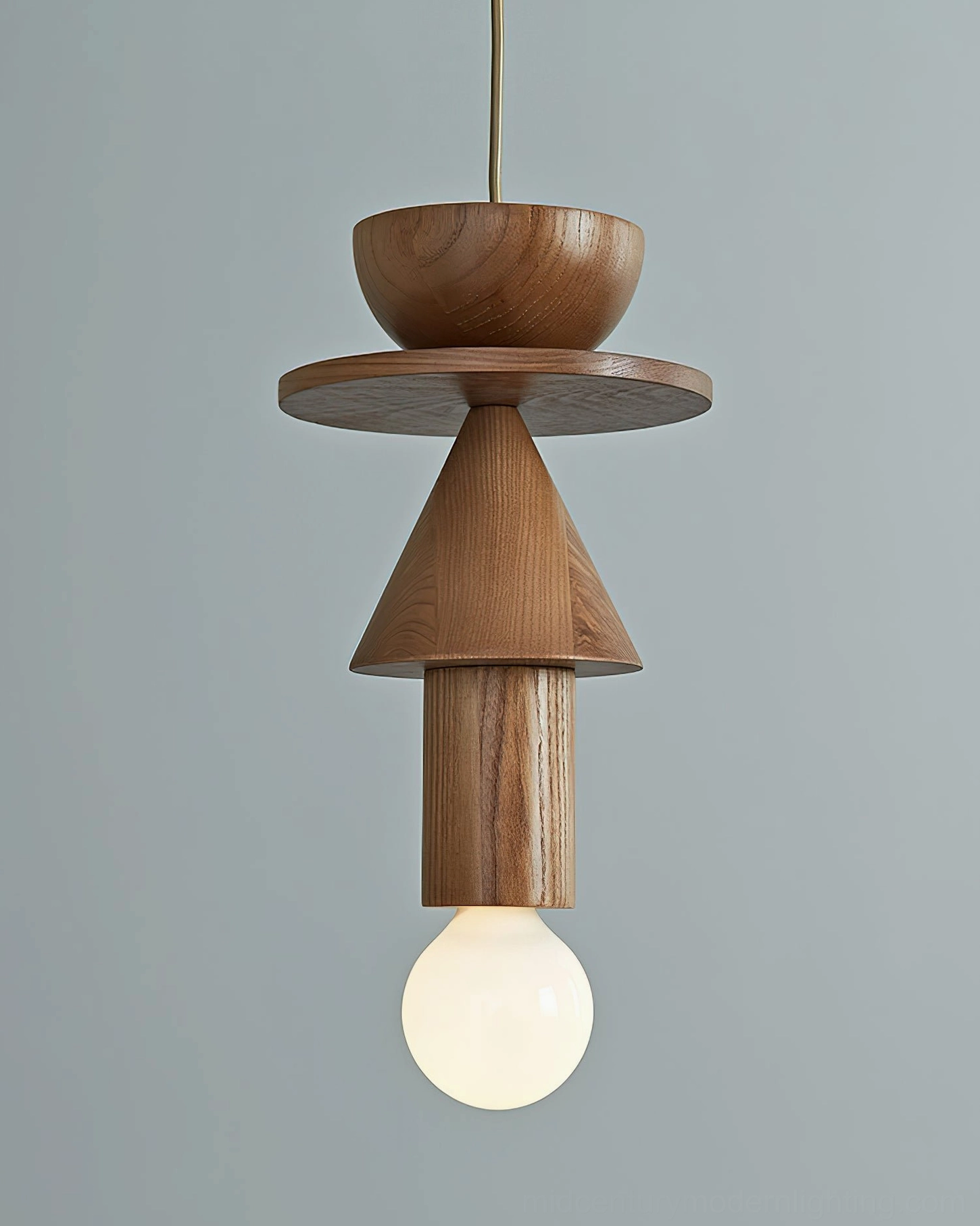 Vanya geometric wooden pendant light architectural form shadow play lighting effect