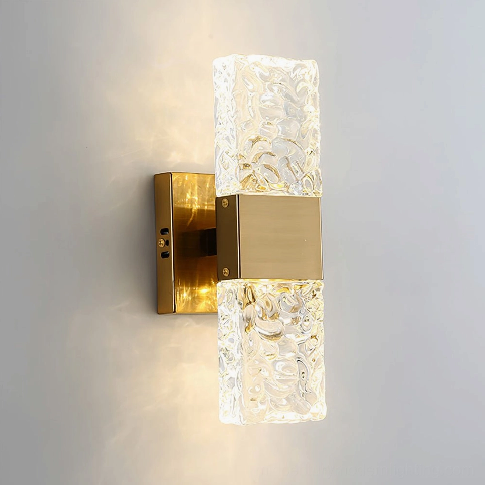 Vega wall sconce in gold finish with warm and cool light options, mid-century modern wall lighting