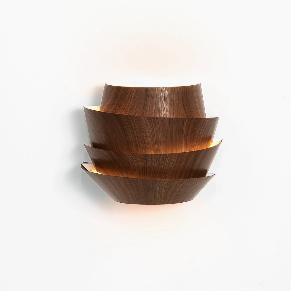 Veneer modern wall lamp curved tiered design contemporary minimalist style showcase