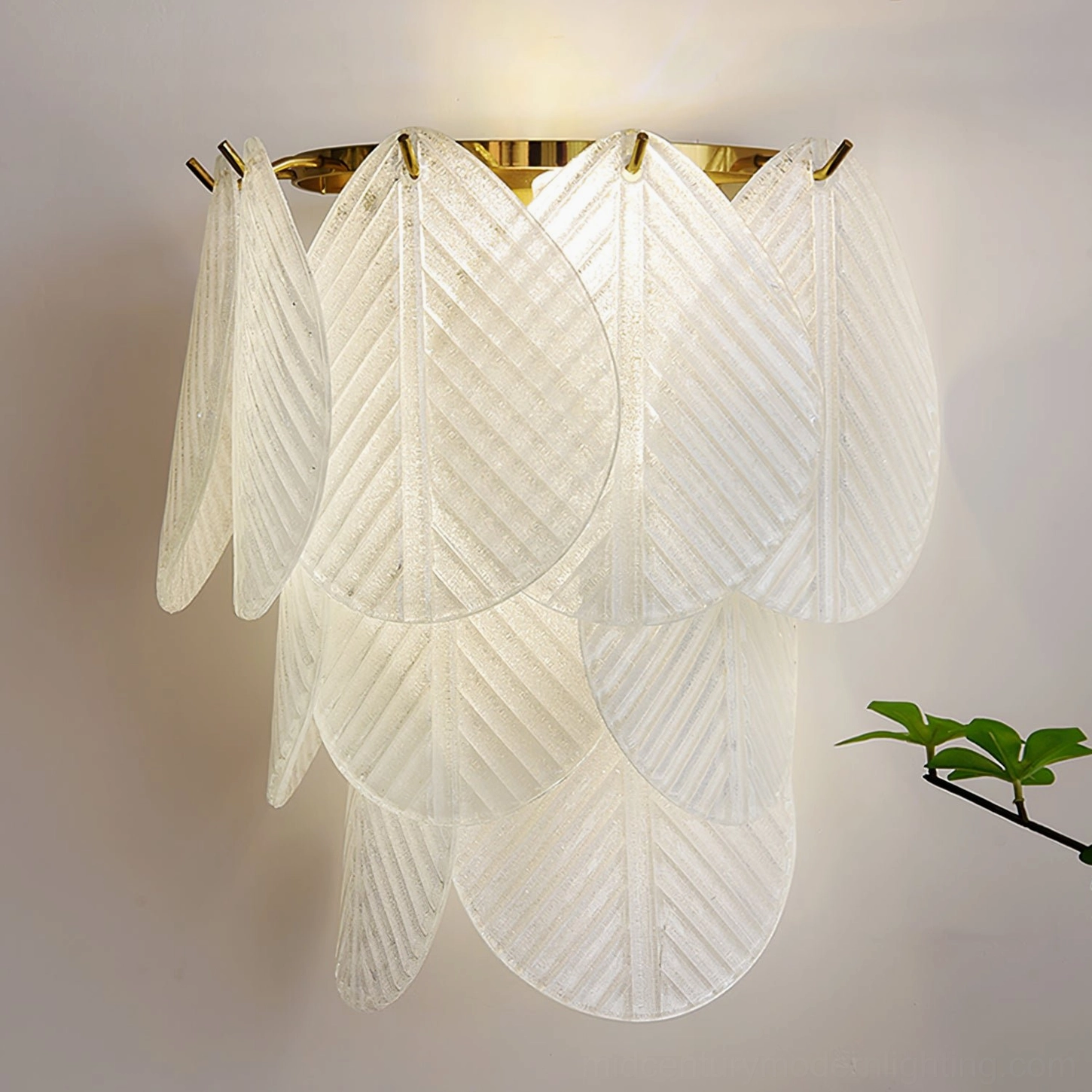 Verbier gold wall lamp bright warm yellow glow polished brass hardware mounting detail