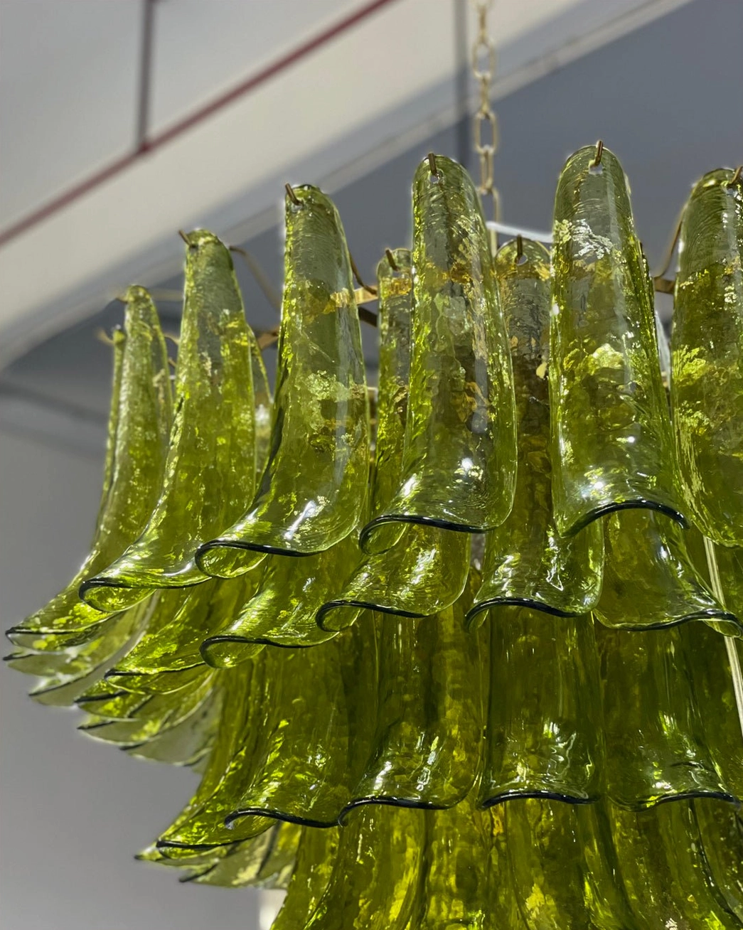 Verdant Petalo chandelier - architectural view of cascading petal layers and suspension mechanism