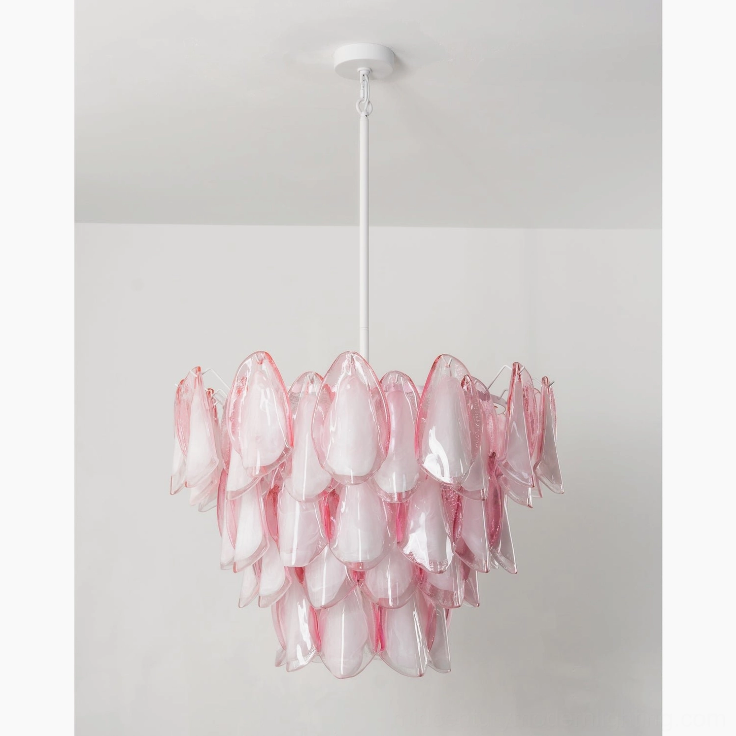 Verona pink Murano glass chandelier customization options color palette finish design Midcenturymodernlighting luxury lighting