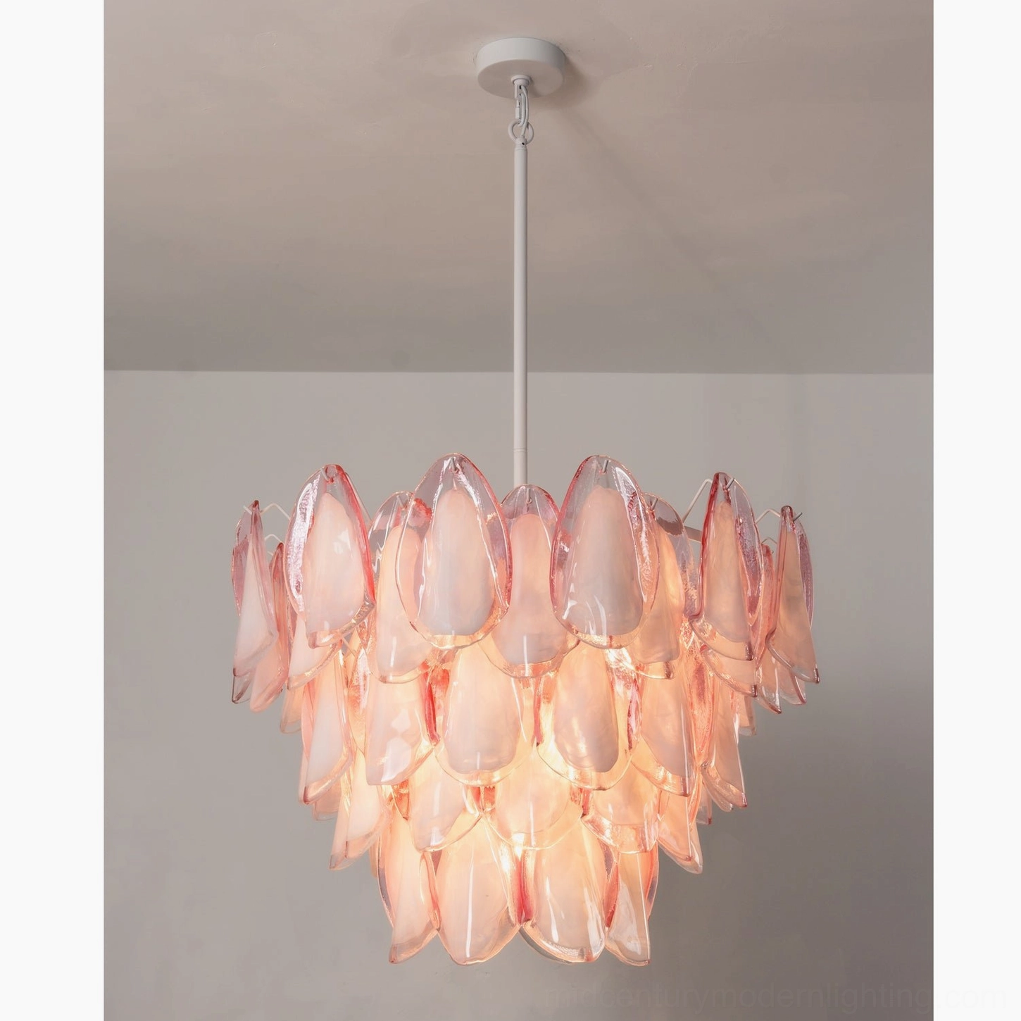 Verona pink chandelier living room luxury design, romantic Venetian glass fixture modern interior styling
