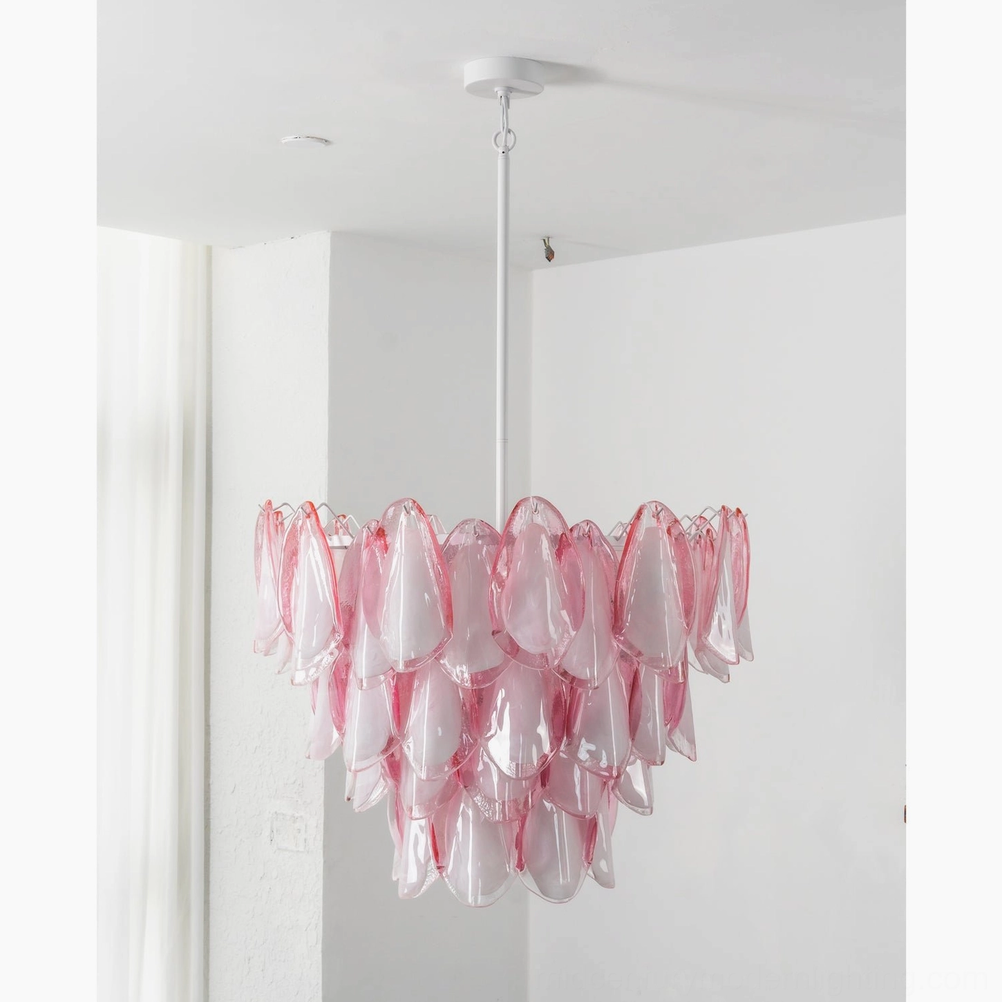 Verona pink chandelier product photography professional styling luxury home decor Venetian glass artisan design