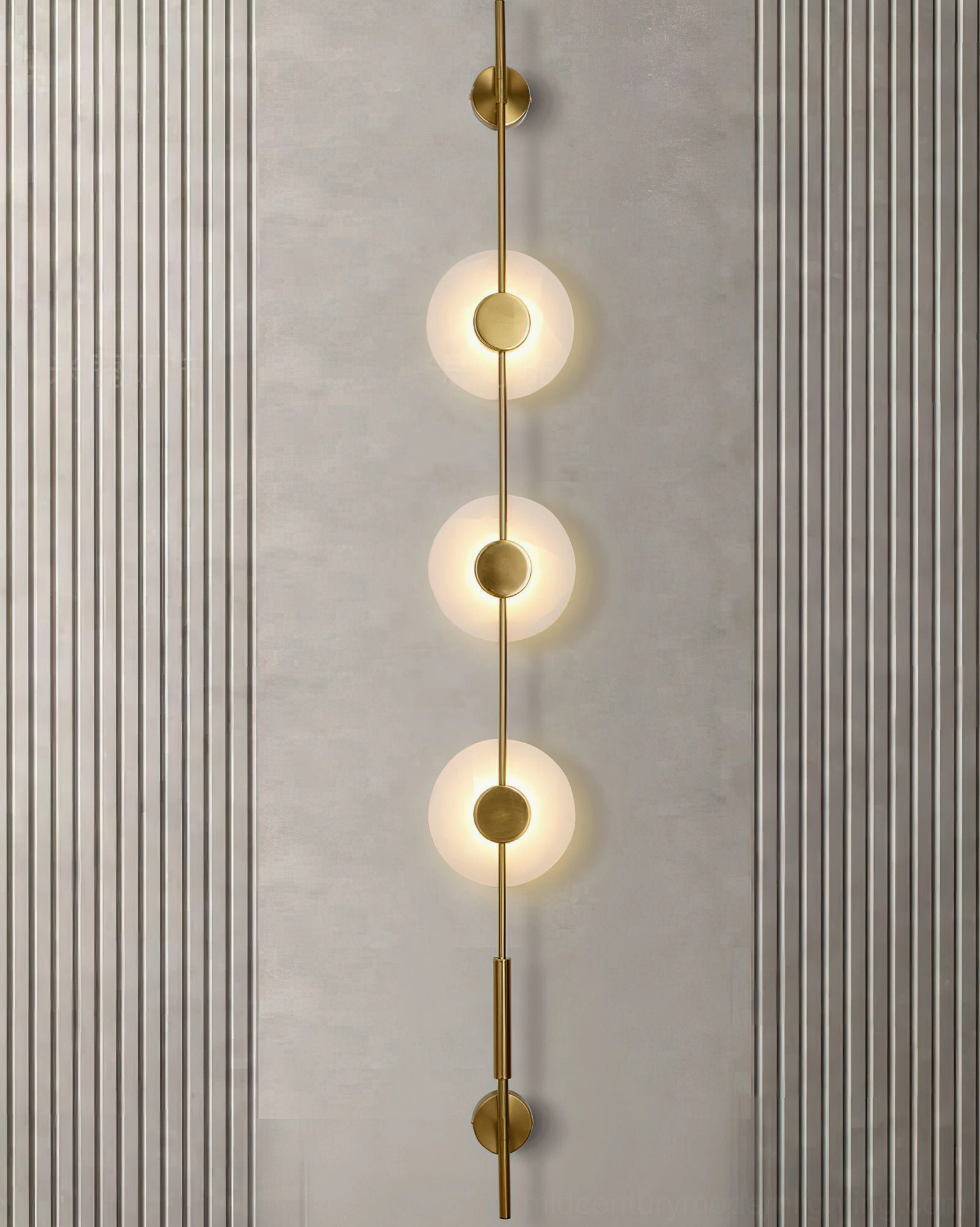 Two-light vertical alabaster wall lamp in matte black finish against neutral background highlighting minimalist architectural design