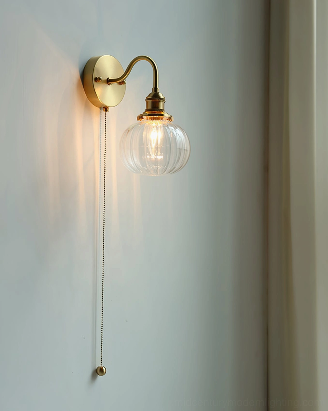 Vintage brass ribbed glass wall sconce technical specification and assembly overview