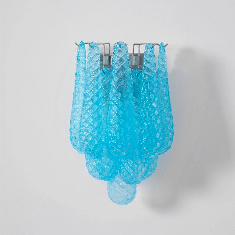 Blue Viola Drop artisanal glass wall sconce showcasing sophisticated Murano craftsmanship