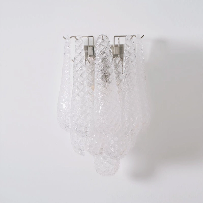Clear Viola Drop hand-blown Murano glass wall sconce with crystalline teardrop cascades