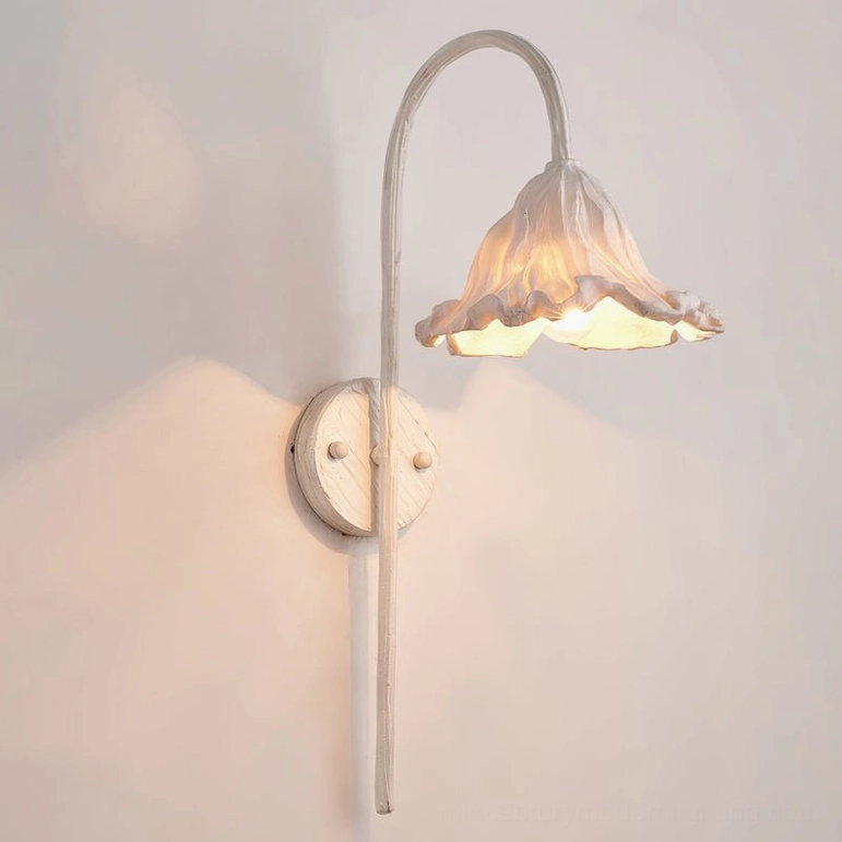 Volcano wall lamp white finish sculptural shade front view, clean contemporary design on neutral background