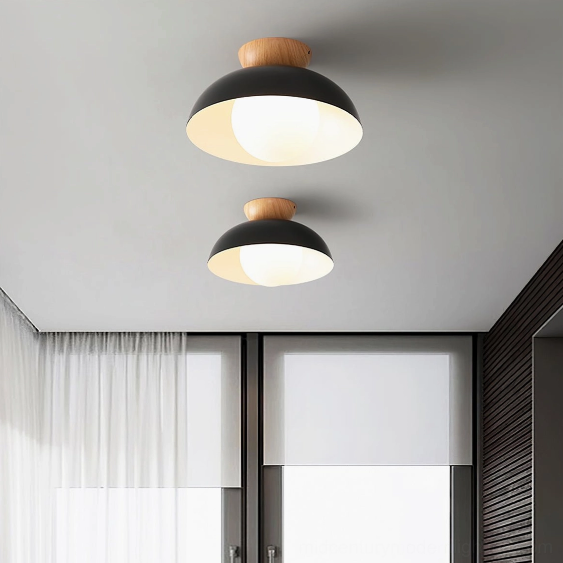Volo ceiling lamp collection - all finishes (white, black, woodgrain) comparison display