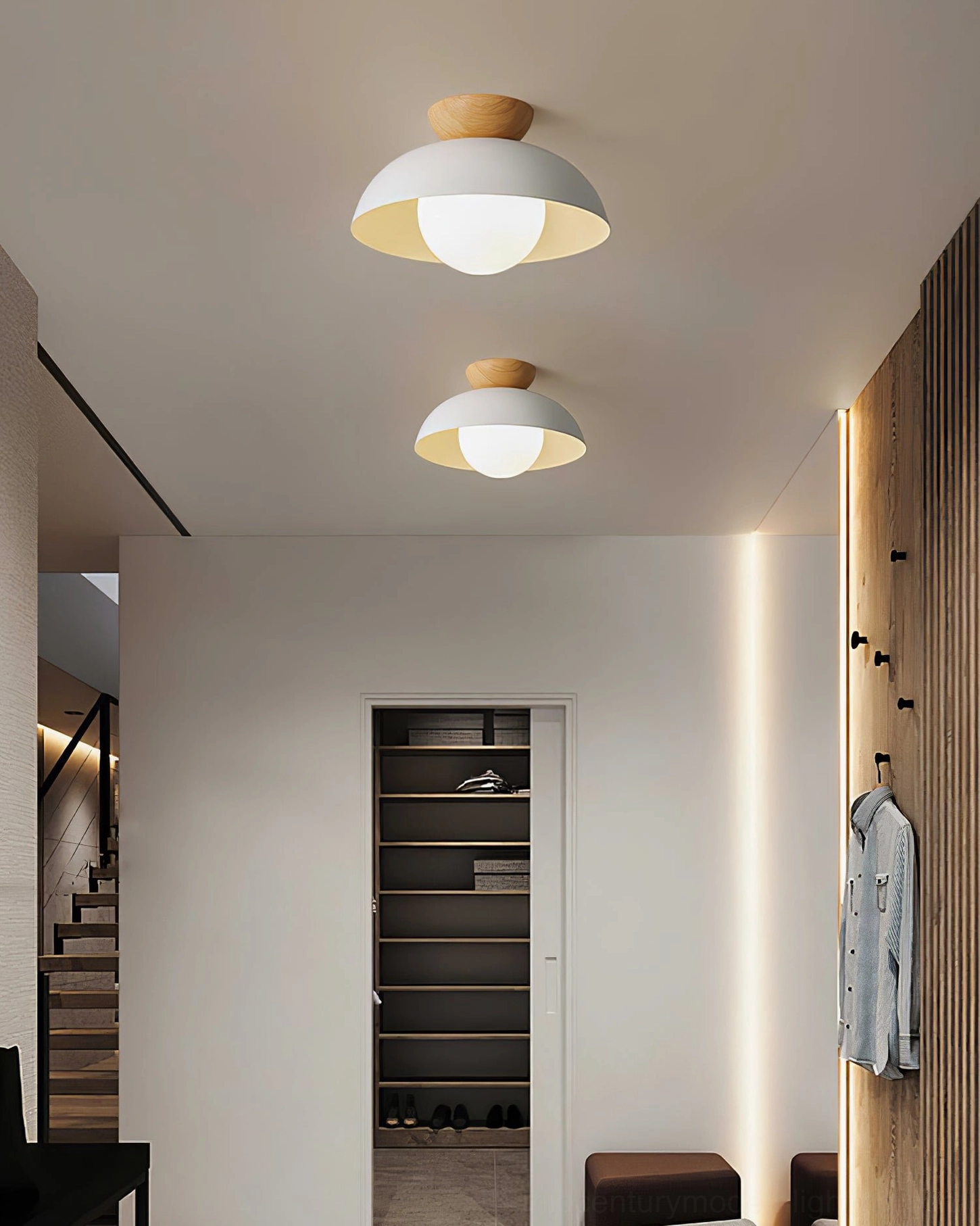 Mixed finish Volo ceiling lamps - dual-tone installation in modern entryway