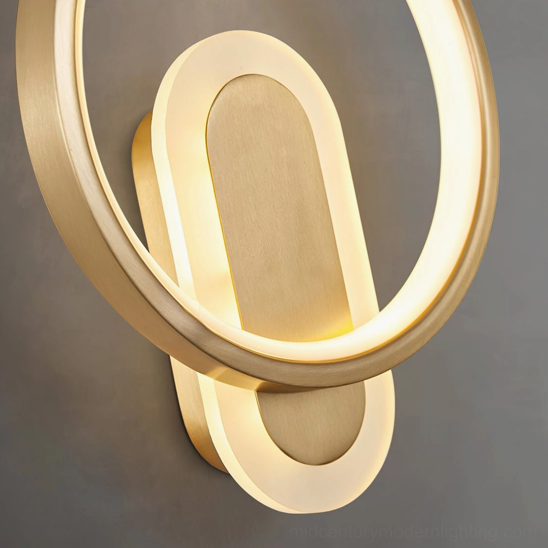 Modern wall lamp illuminated showing warm white 3000K color temperature bedroom setting