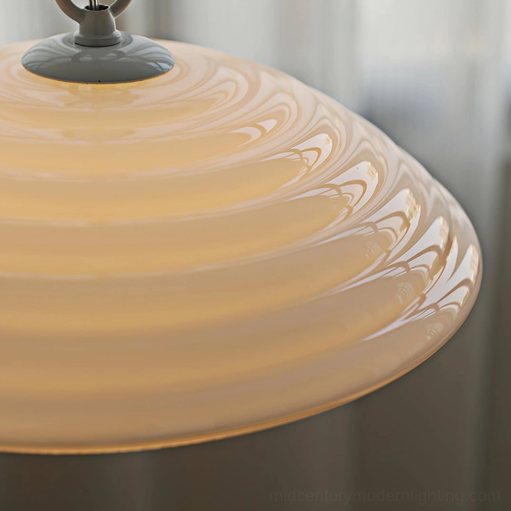Wave ribbed glass pendant light modern hanging fixture showing sculptural form and light diffusion capability