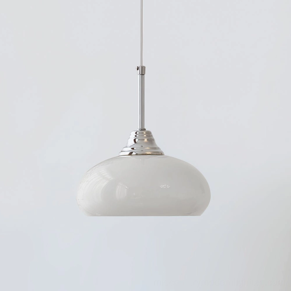 White and Chrome Bell Pendant Light - modern minimalist pendant lighting fixture variation