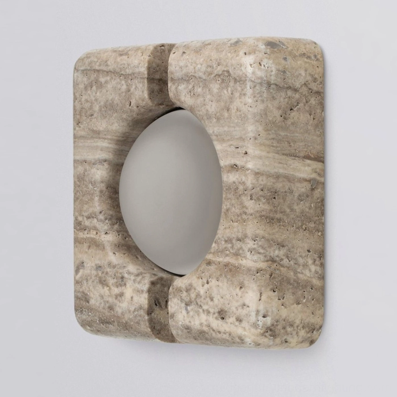 White marble wall lamp with frosted glass lens creating soft diffused illumination