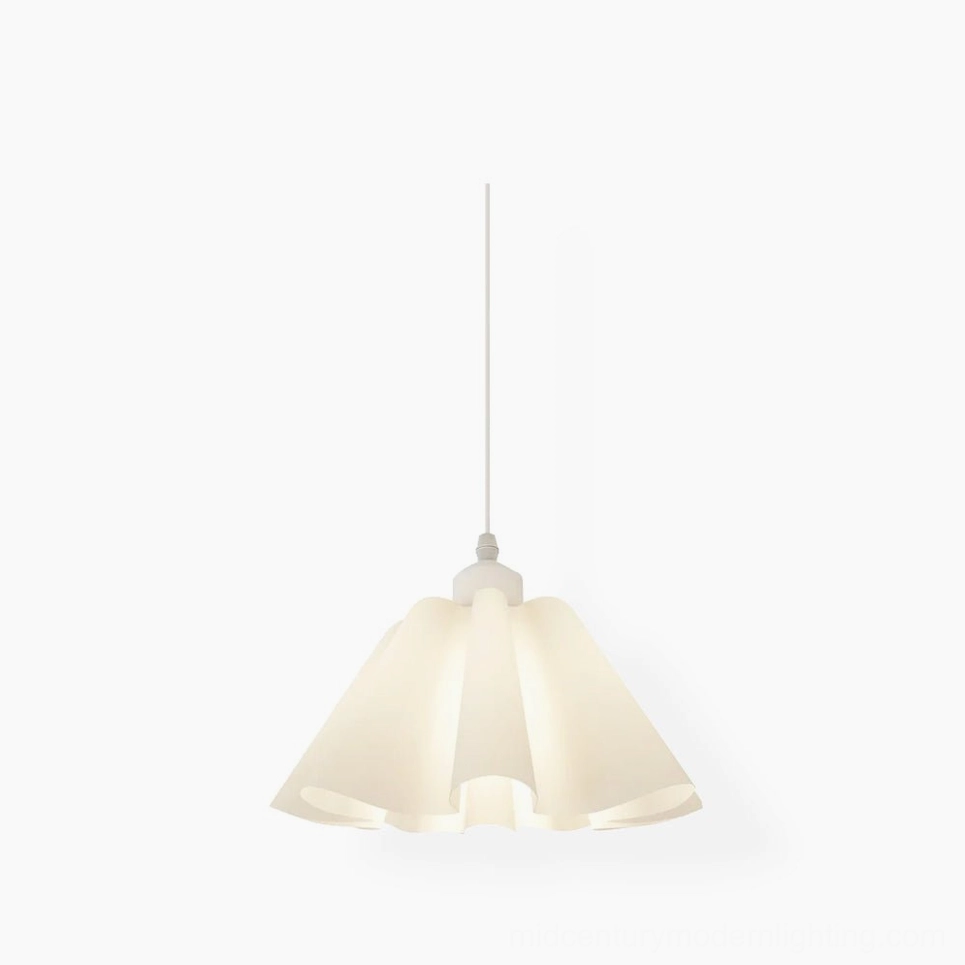 Sculptural white pleated pendant light with clean pleated fabric shade showcasing nordic modern design