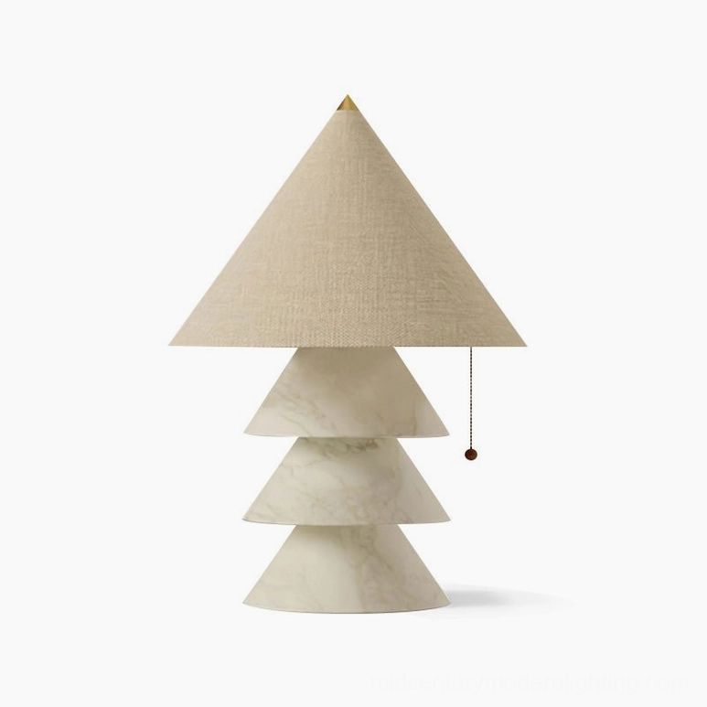 White marble pyramid table lamp variant with clean minimalist aesthetic