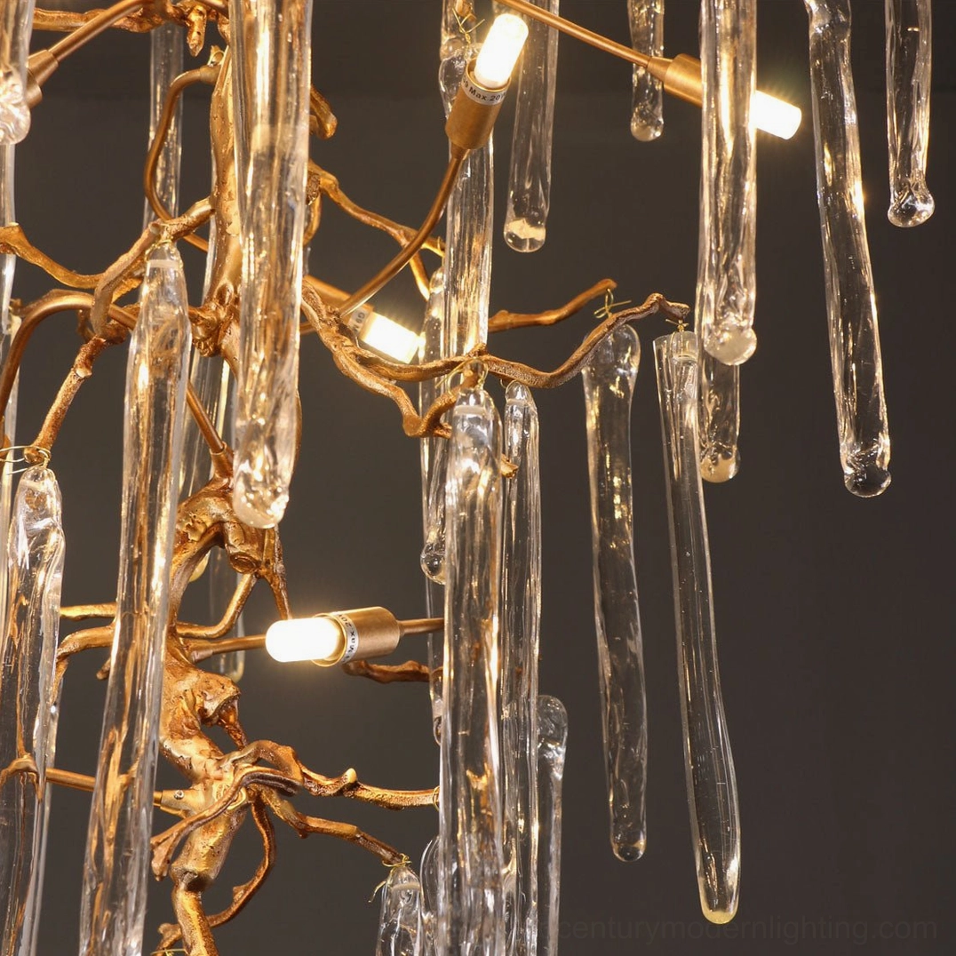 Willow Glass Chandelier architectural view showing scale and proportions in residential foyer