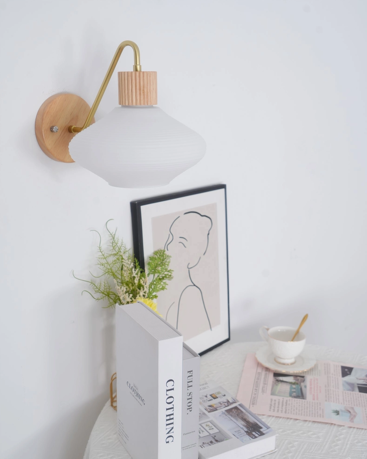 Wohlert Scandinavian minimalist wall lamp in natural wood color finish