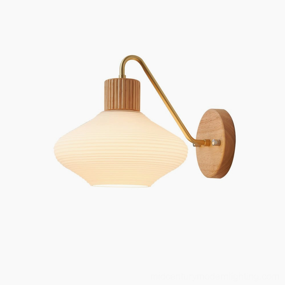 Wohlert Scandinavian wood and glass wall lamp design detail