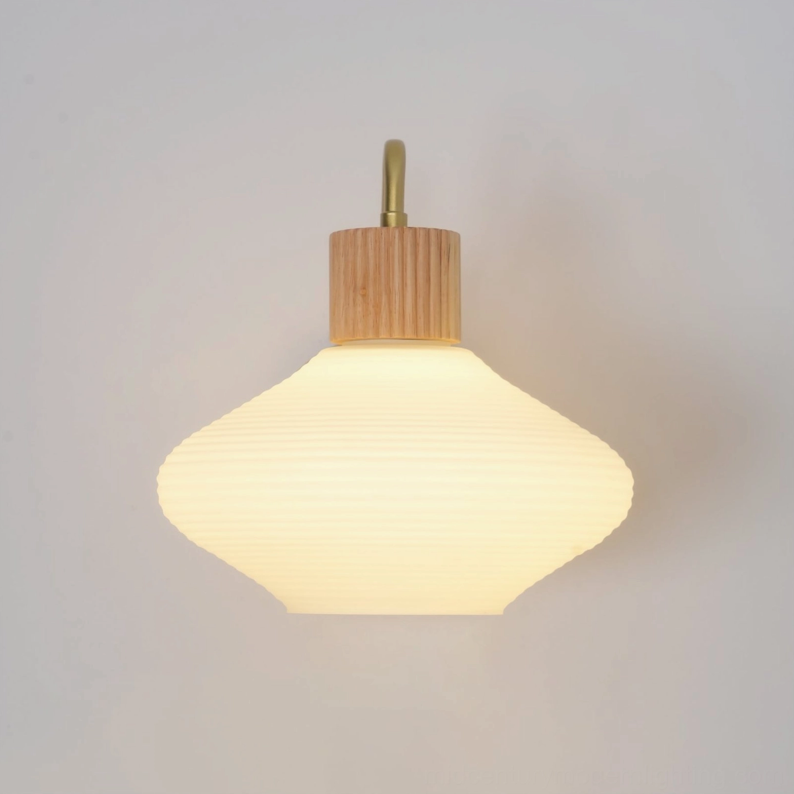 Wohlert Nordic sconce tapered ribbed frosted glass shade front view