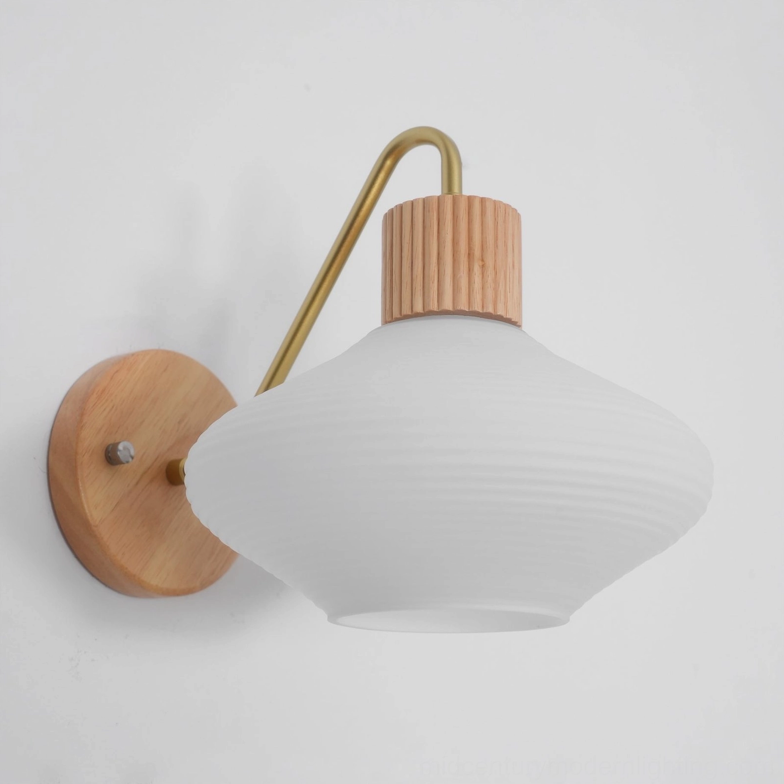 Wohlert matte white ribbed glass wall sconce unlit side view