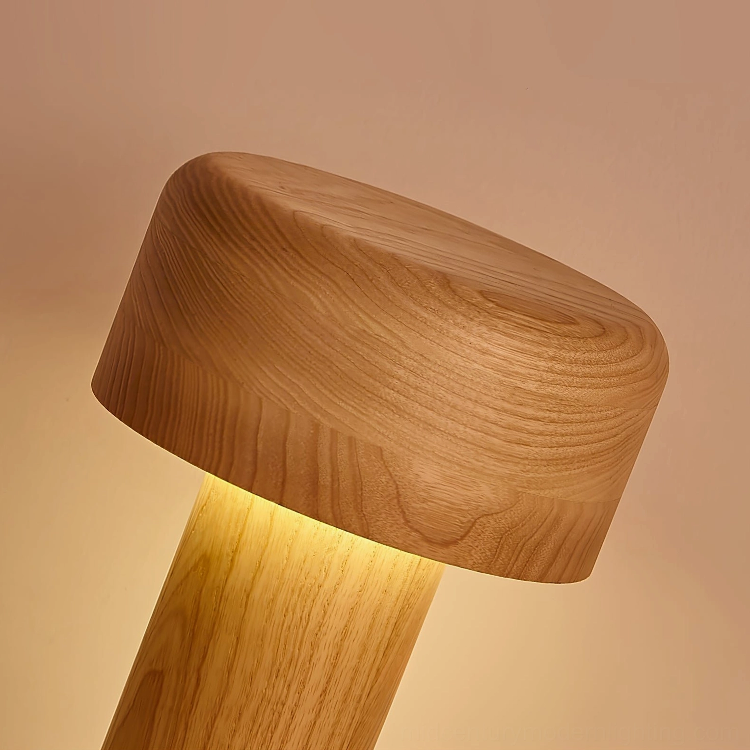 Hand-crafted ash wood lamp with natural finish and elegant sculptural form