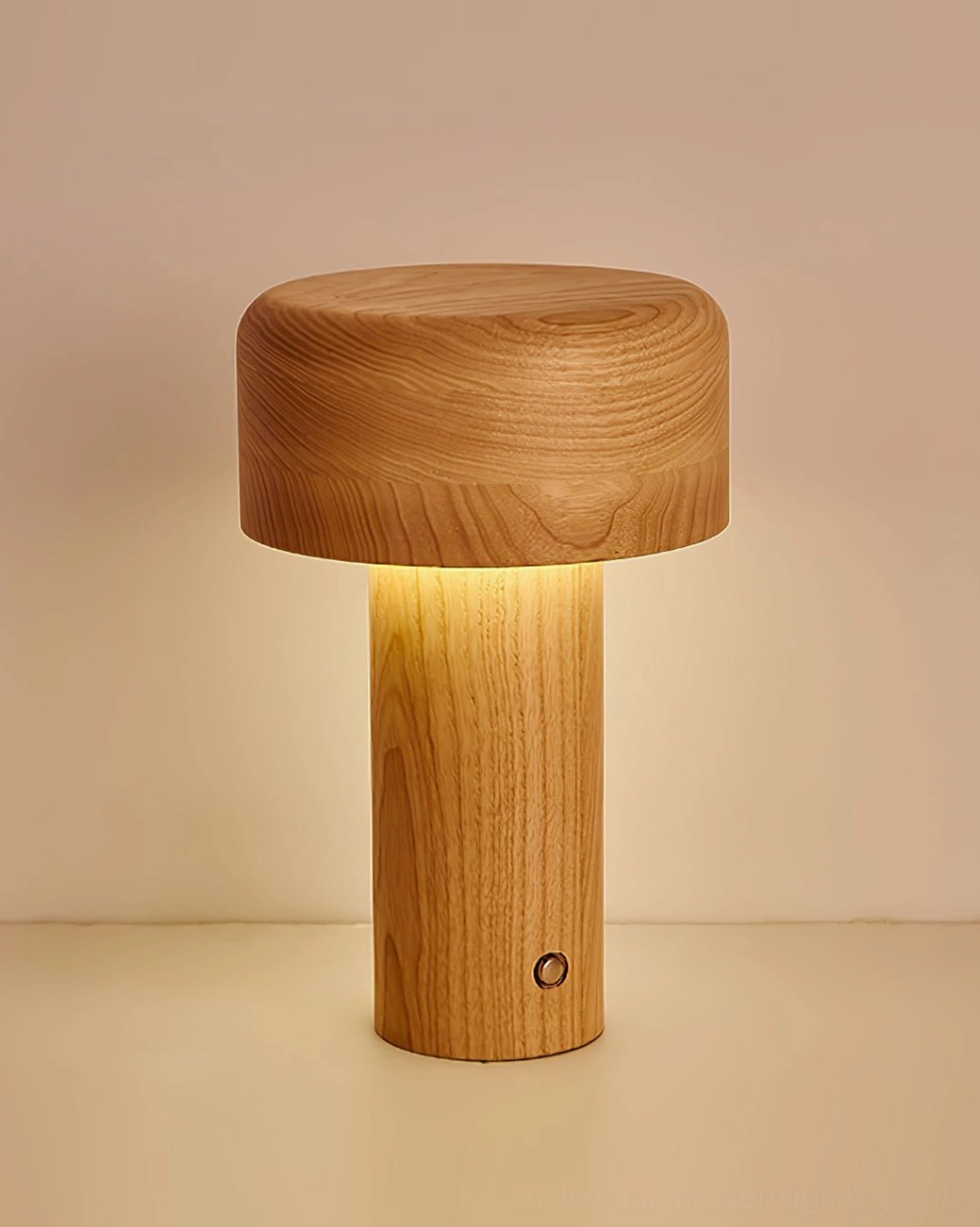 Portable wooden mushroom lamp ideal for bedroom home office travel and small spaces