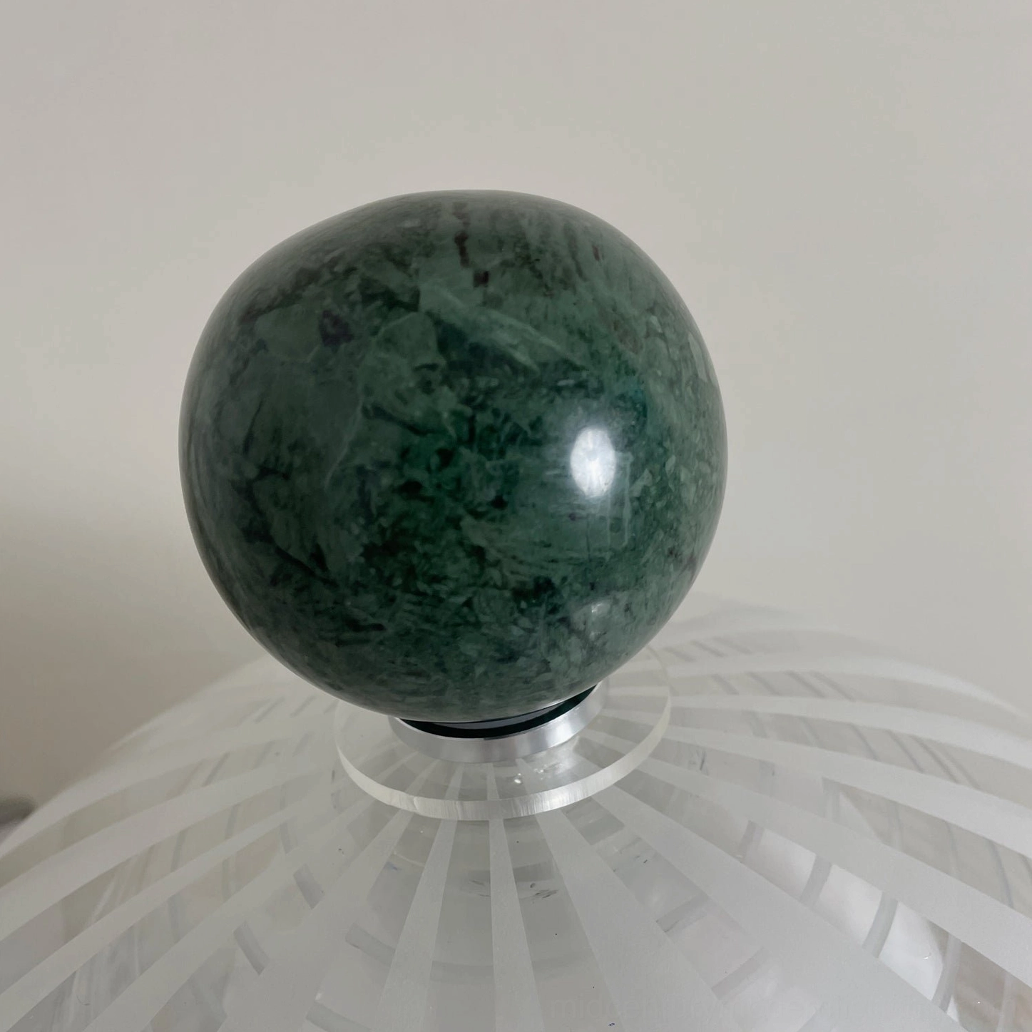 Yasuke mid-century modern table lamp with sculptural frosted glass shade and green marble base
