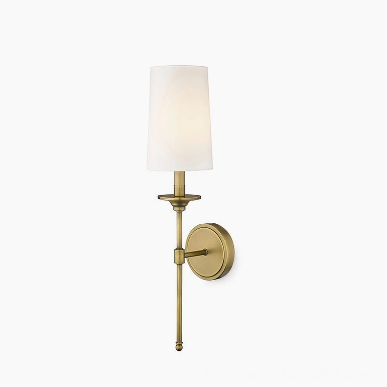 Compact streamlined antique brass traditional wall sconce design