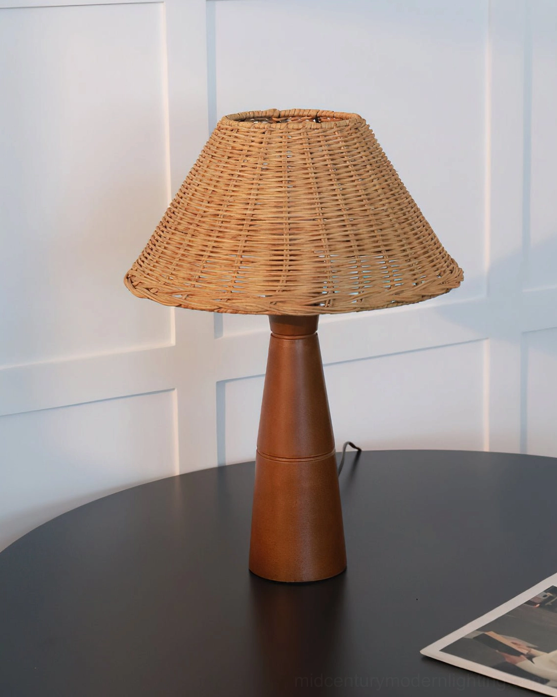 Zaya rattan lamp paired with natural ceramics and botanicals, organic modern home styling inspiration