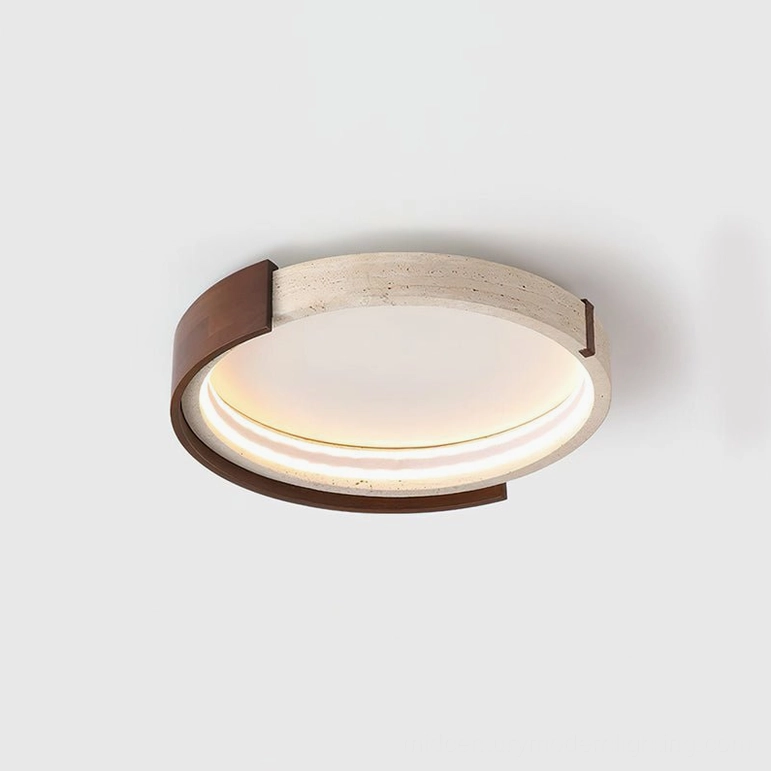 Medium Zenova ceiling light 56cm diameter travertine walnut beige color warm light size option