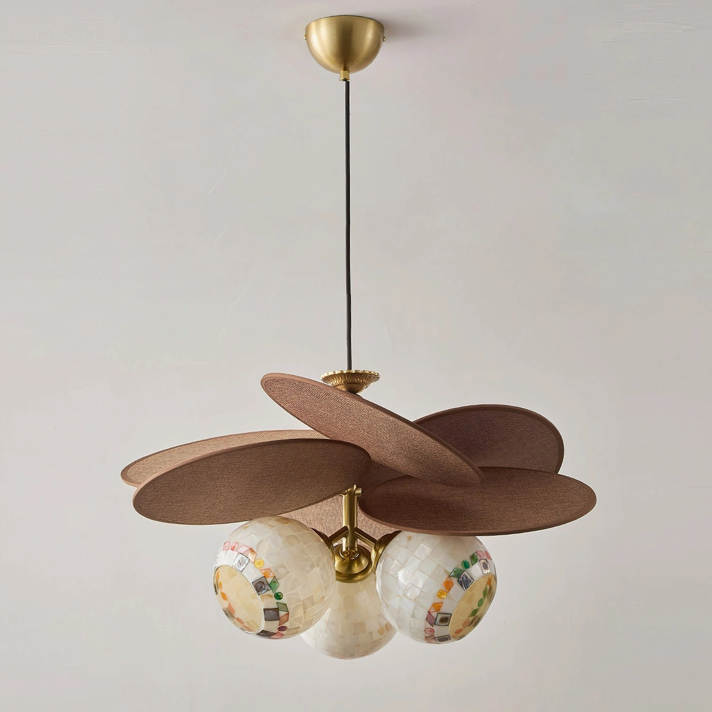 Complete Zinnia Flora chandelier assembly view showing all design elements and components