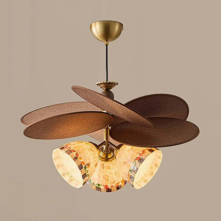 Zinnia Flora boho modern chandelier detail shot showing natural raffia and brushed brass frame
