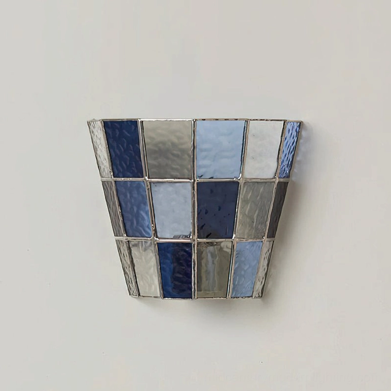 Zola blue leaded glass wall sconce craftsman style fixture product showcase