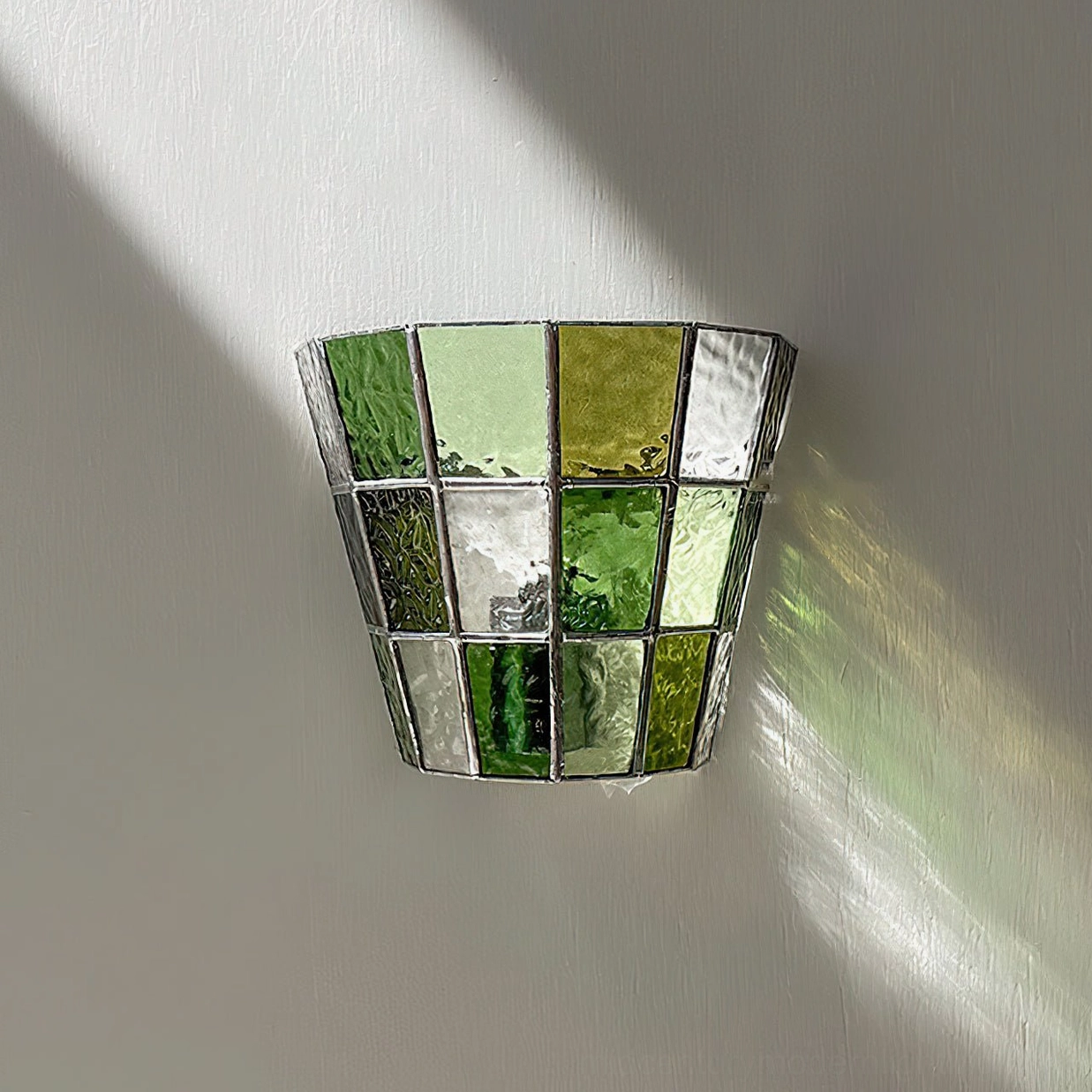 Zola clear leaded glass wall sconce architectural detail showing metal frame and glass panel configuration
